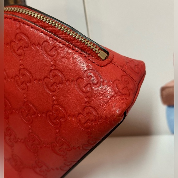 Gucci Cosmetic pouch purse Sima GG Red Leather-great condition- nice color - Picture 3 of 10
